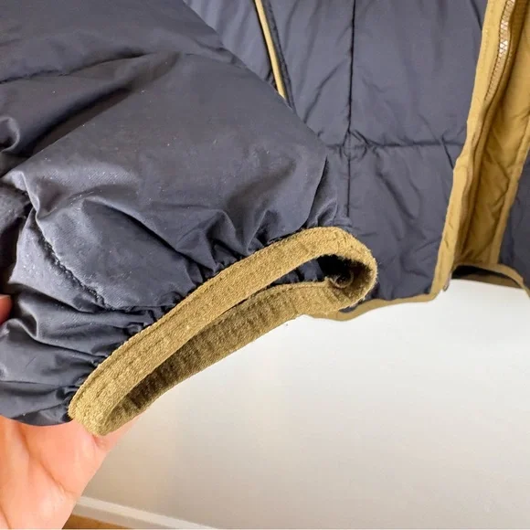 Free People Movement Parker Packable Puffer Coat Dark Navy & Brown Medium Hooded - Picture 2 of 13